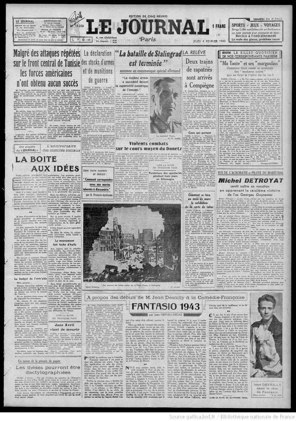 2 - Accélération de la déportation. Armée nazie en déroute 34 s10.pa2 .005 journal stalingrad fev1943 MRJ MOI