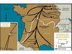 2 - Accélération de la déportation. Armée nazie en déroute 12 s10.pa2 .011 wa cartefr axes deportation 1942 1944 MRJ MOI
