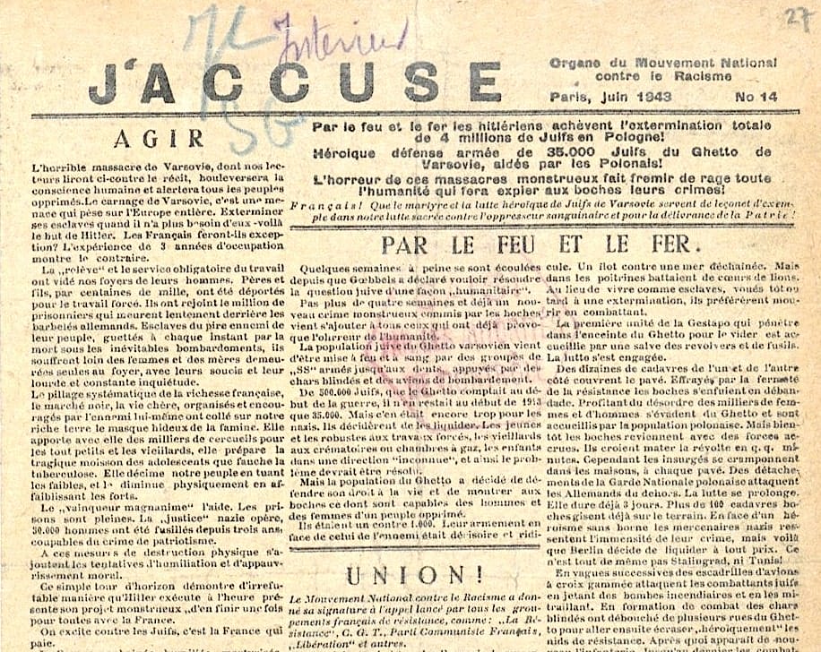 3 - Un soulèvement à valeur d’exemple 34 s10.pa3 .013 j accuse juin1943 MRJ MOI
