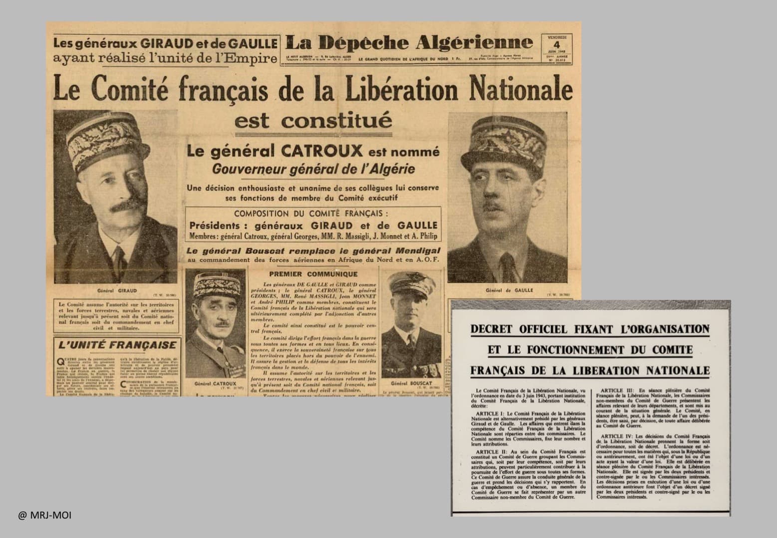 1 - Contre le nazisme et Vichy : convergence des forces 44 s13.pa1 .015 cfln depeche 4 juin43 mg MRJ MOI