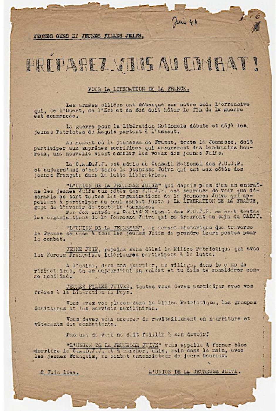3 - Débarquement allié. Démultiplication des actions de Résistance 34 s14.pa3 .007 ujj combat juin44 MRJ MOI