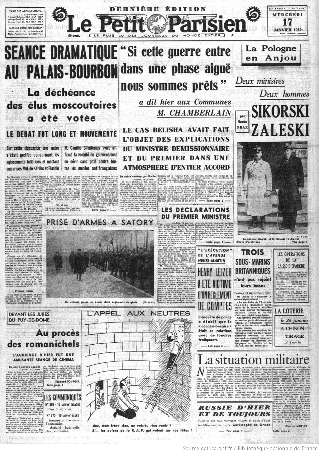 3 - Mise en place de l’information clandestine par la section juive de la M.O.I. 32 s2.pa3 .013 petit parisien 17janv 1940 MRJ MOI