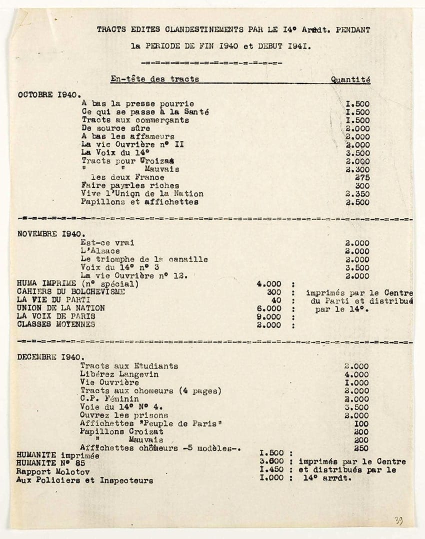 3 - Actions clandestines de la section juive de la M.O.I. 42 s3.pa3 .014 public clandest13 1940 MRJ MOI