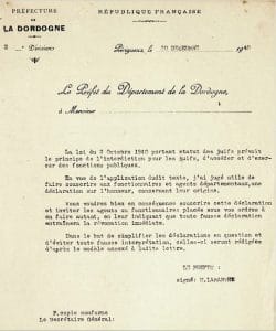 4 - Second statut des Juifs 15 s4.pa4 .011 l.prefet labarthe 30dec 1940 min MRJ MOI