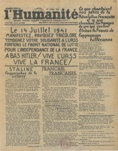 2 - Résistance armée, Résistance civile 16 s5.pa2 .013 humanite 14 juillet 1941 MRJ MOI