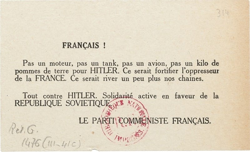 2 - Résistance armée, Résistance civile 20 s5.pa2 .015 .papillons jc 1941 MRJ MOI