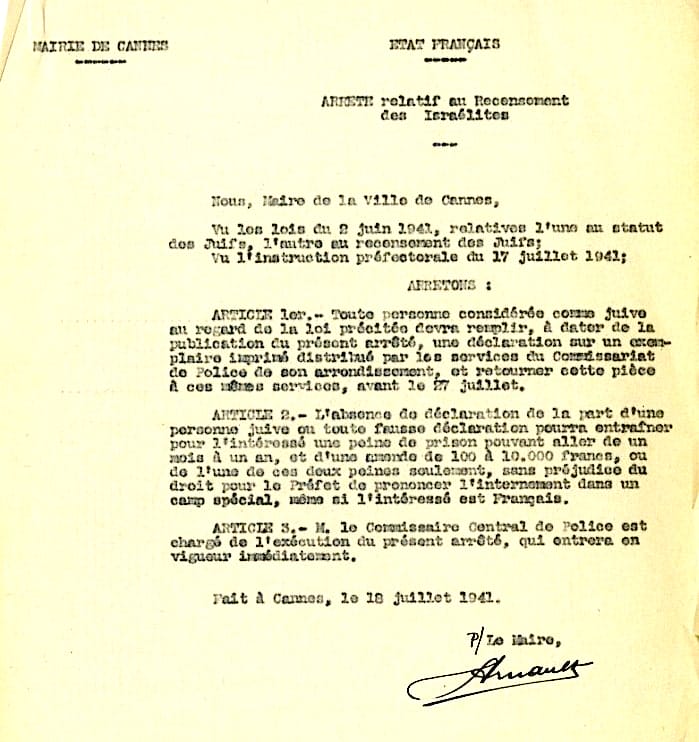3 - Manifestations anti-hitlériennes et répression 38 s5.pa3 .007 juifs sanction 18juil1941 MRJ MOI