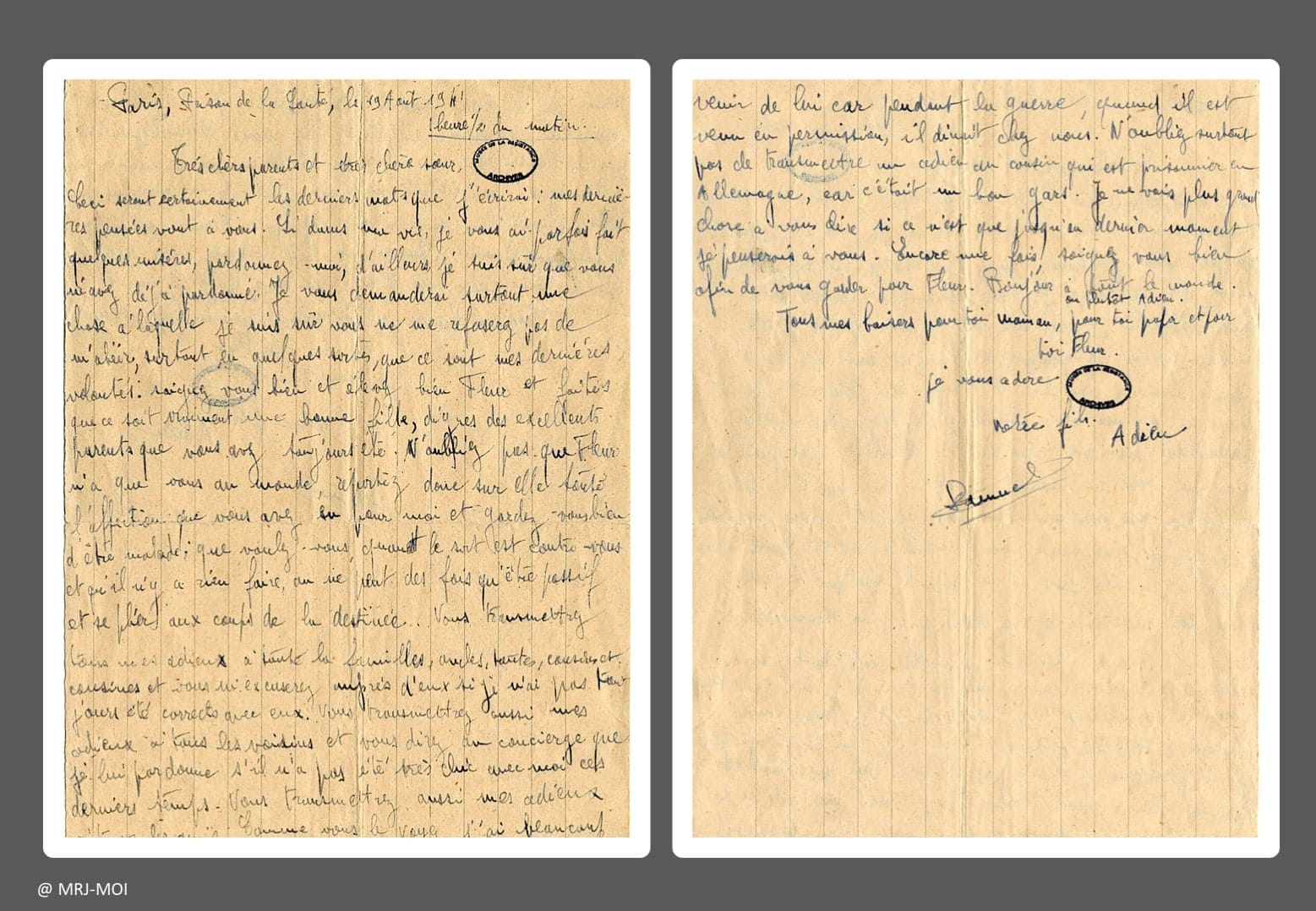 3 - Manifestations anti-hitlériennes et répression 50 s5.pa3 .019 lettre tyszelman mg MRJ MOI