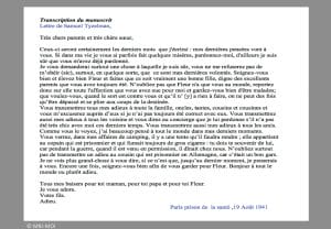 3 - Manifestations anti-hitlériennes et répression 26 s5.pa3 .020 lettre tyszelman transcrip mg MRJ MOI