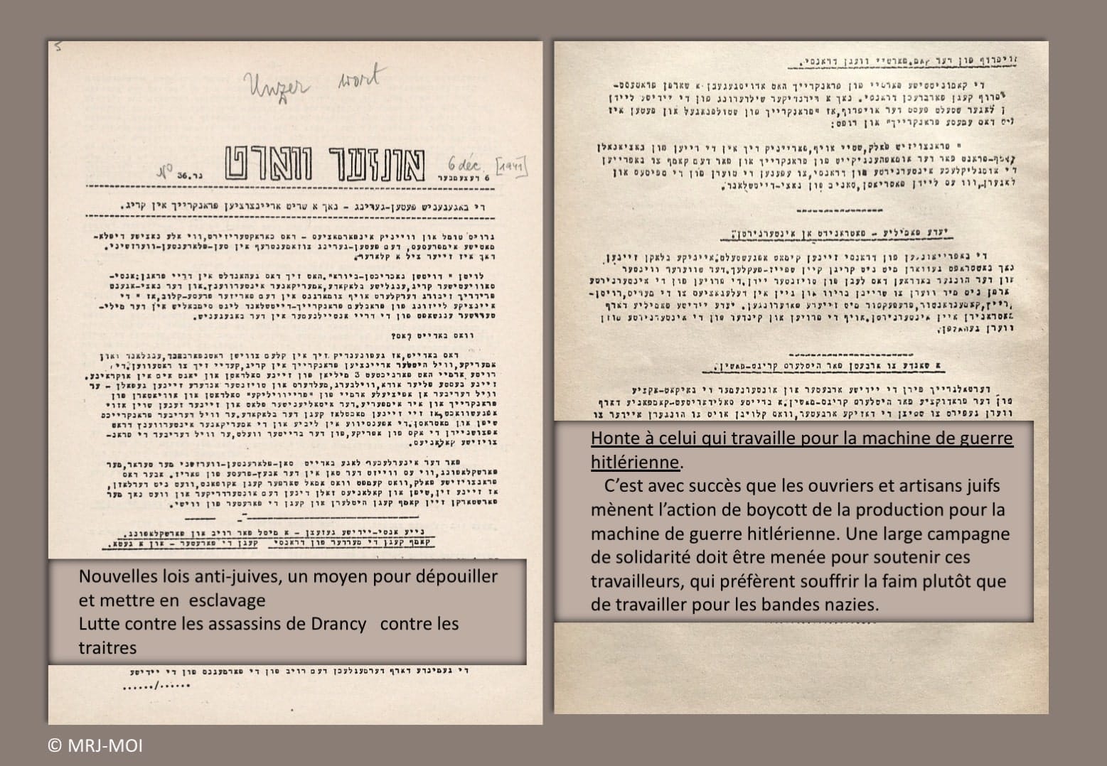 2 - Nouveau palier dans la politique de terreur 75 s7.pa2 .007 unzer wort 6dec1941 mg min MRJ MOI