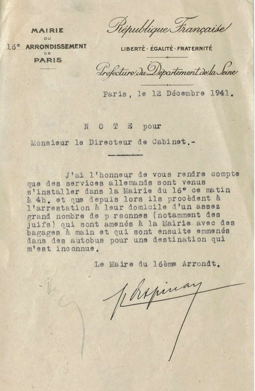 2 - Nouveau palier dans la politique de terreur 62 s7.pa2 .008 arrestations paris16e 12dec1941 min MRJ MOI