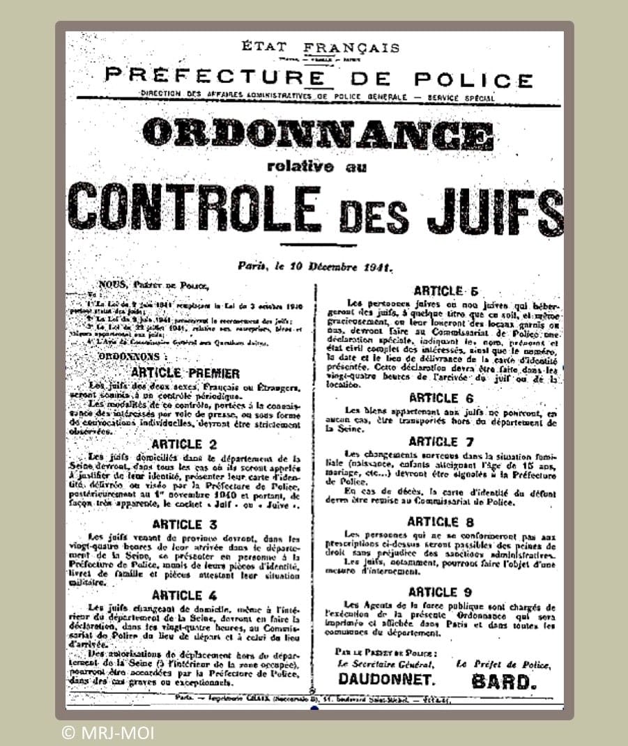 2 - Nouveau palier dans la politique de terreur 66 s7.pa2 .013 ordonnance controle juif mg min MRJ MOI