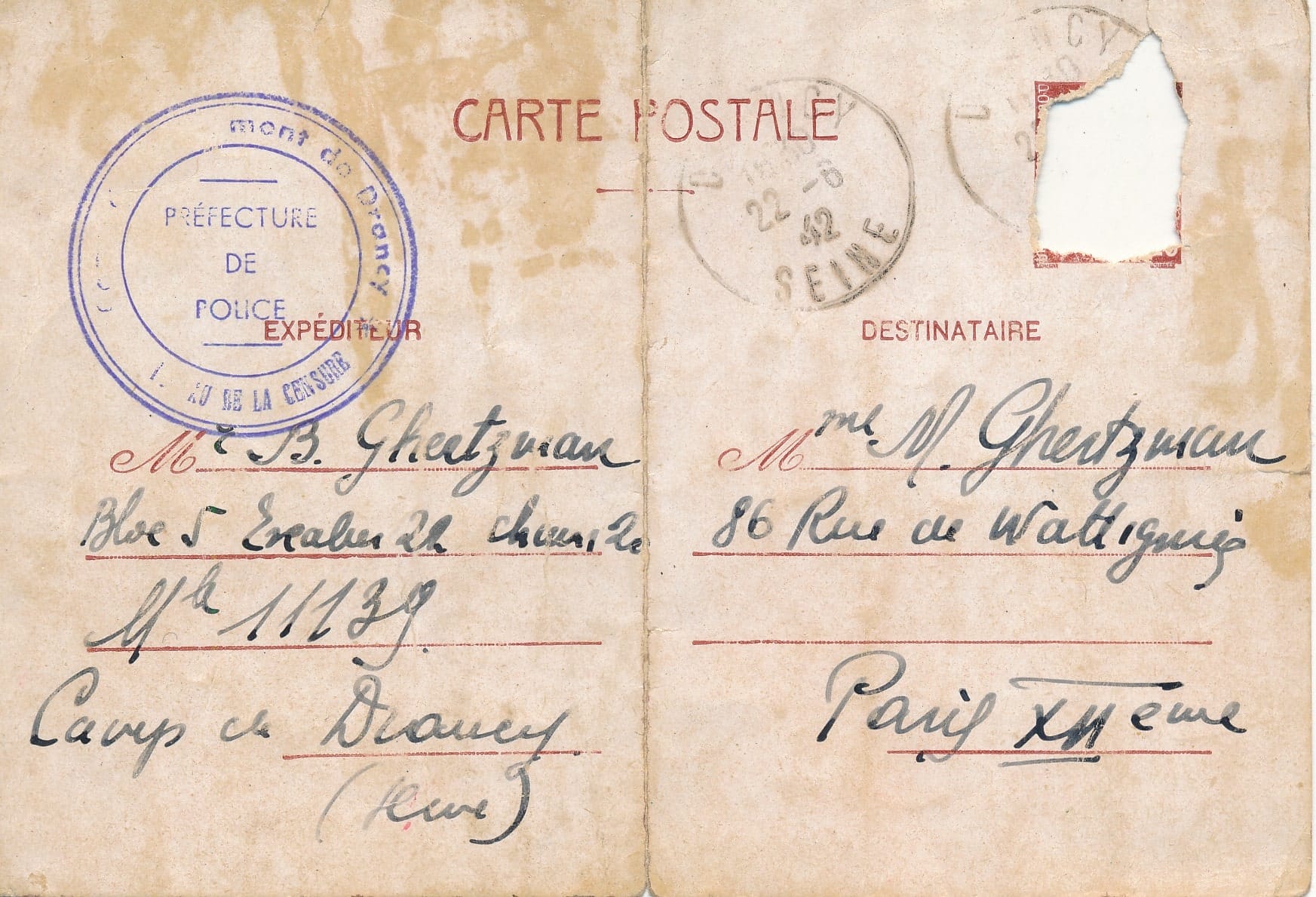 1 - La « solution finale » selon les nazis 37 s8.pa1 .012 drancy carte postale min MRJ MOI